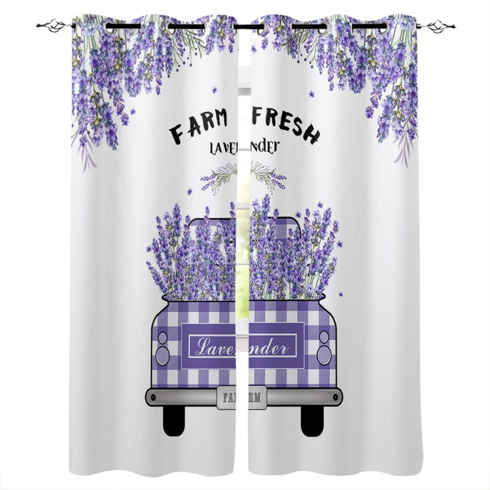 Растение Фиолетовый Лаванда Акварельная Живопись Оконные Шторы Спальня Кухня Декор Шторы — фото 12