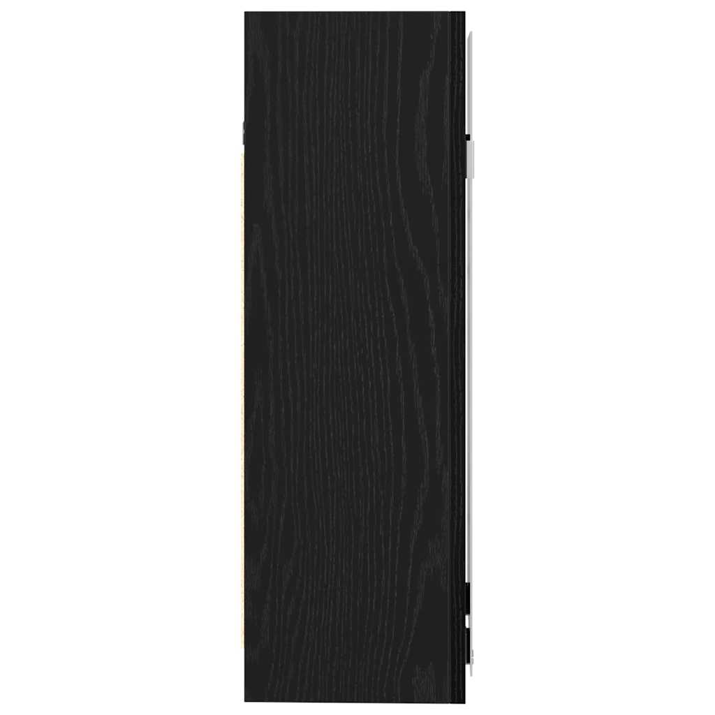 Bathroom Mirror Cabinet with Shelf and Door Black Oak Effect