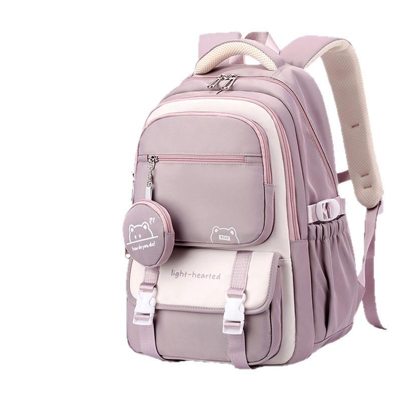 Trendy Color-Block Backpack: Lightweight, Large-Capacity Schoolbag for Female Students