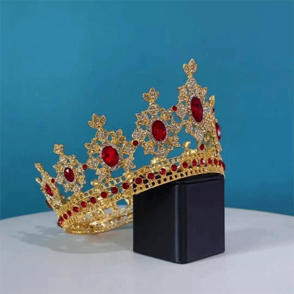 Luxury Vintage Tiara Crowns Sparkling Bride Crystal Headpiece Baroque Round Wedding Crown Women