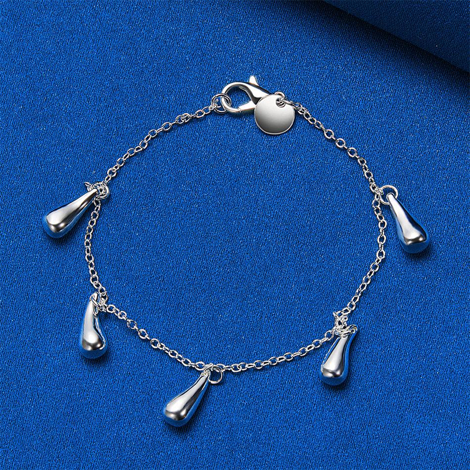 925 sterling silver 8-inch exquisite water droplet bracelet, fashionable women's wedding accessories, party jewelry gifts