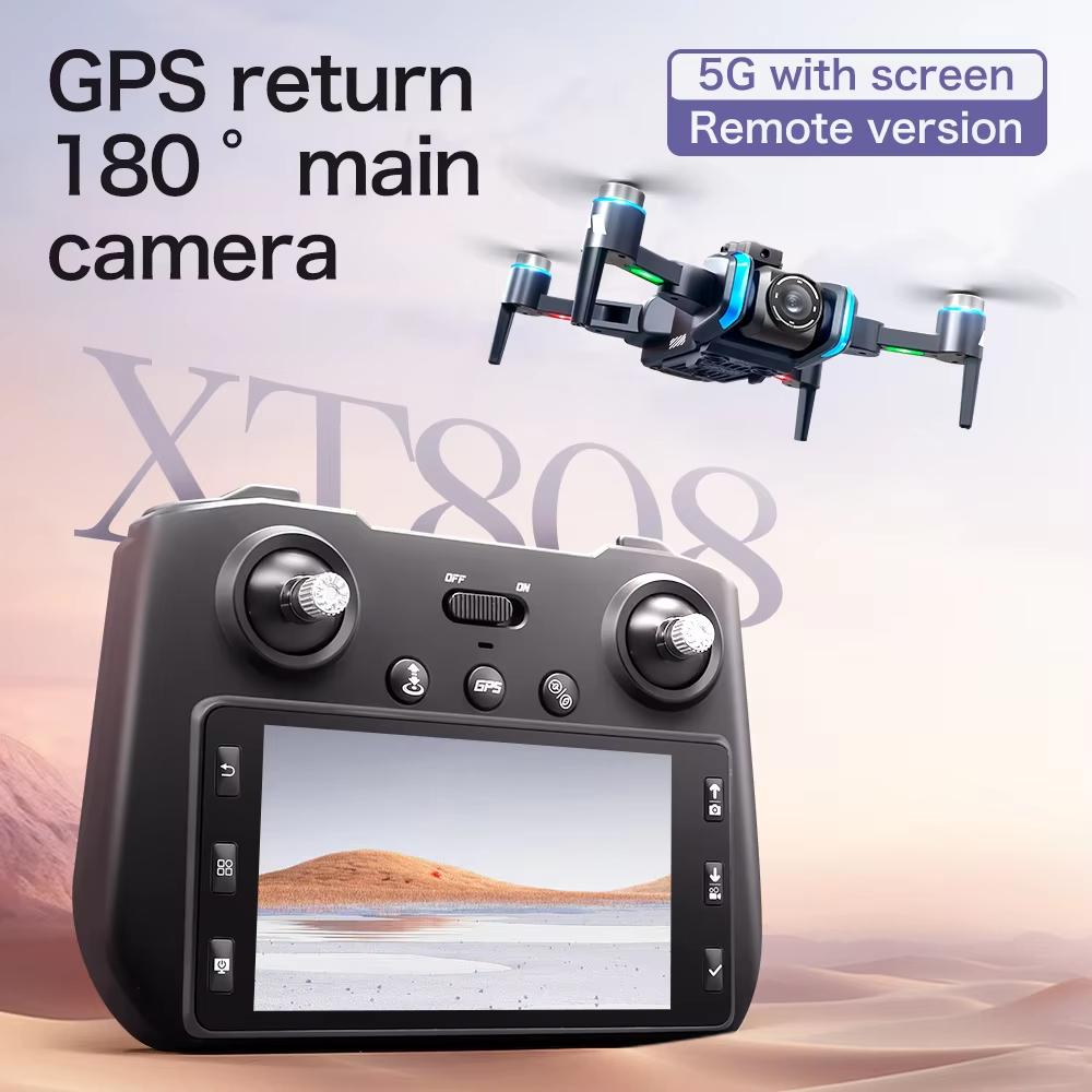 2025 Ny XT808 GPS RC Drone 5G Profesjonell 8K HD Luftfotografering Dobbeltkamera Omnidireksjonell Skjerm Laser Hindringsunngåelse Børsteløs Kvadkopter