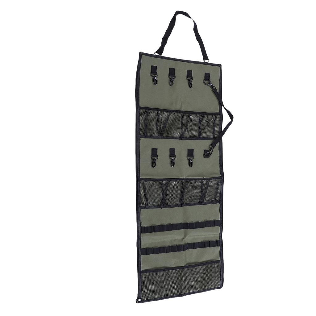 Camping Hanging   600D Oxford Fabric Tent Shed Storage Bag, Hanging Hooks and Mesh  s for Outdoor Picnic Green,