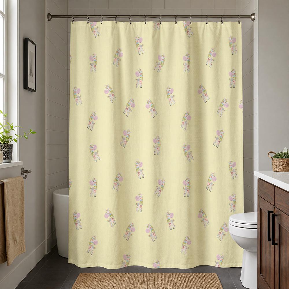 Cute Floral Print Shower Curtain Yellow Waterproof Bathroom Shower Liner Fabric Curtain Tapestry Decor for Home Bath Spa Spring