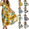 Robe longue à fleurs style bohémien pour femmes, décontractée, ample, manches courtes, longue, Maxi, robe de plage, été