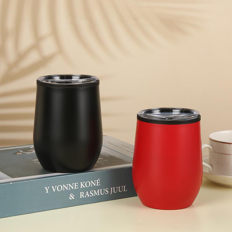 Hot Mining 304 Stainless Steel Eggshell Cup Mini Thermos Cup U-Shaped Red Wine Glass 12Oz Inner Plastic Outer Steel Egg Cup