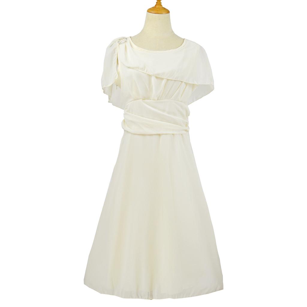European and American New Chiffon Dress, Women's Sexy One-word Shoulder Wedding Dress Dress