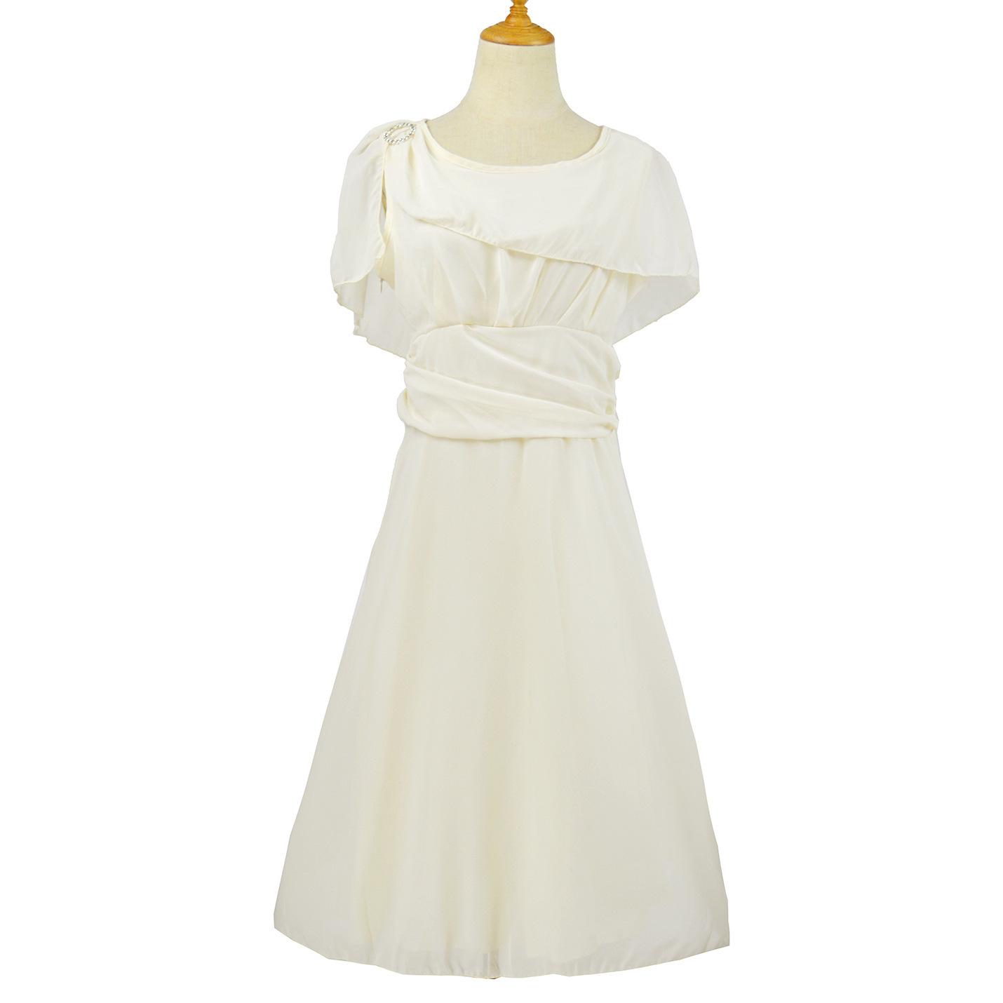 European and American new chiffon dress, women s sexy one-word shoulder wedding dress dress S