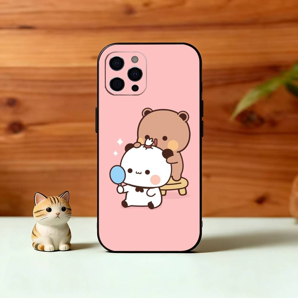 Sweet YiEr & BuBu Phone Case For iPhone 17,16,15,14,13,12,11 Plus,Pro Max,XS,Soft Silicone Black Cover