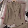 Blazer a tinta unita e a quadri da donna, Giacca da completo in misto cotone poliestere stile urbano, Blazer da pendolare per l'ufficio
