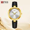 Oufanny Women's Retro Quartz Cowhide Strap Watch - Creative Dial, High-End Waterproof Wristwatch 1643.