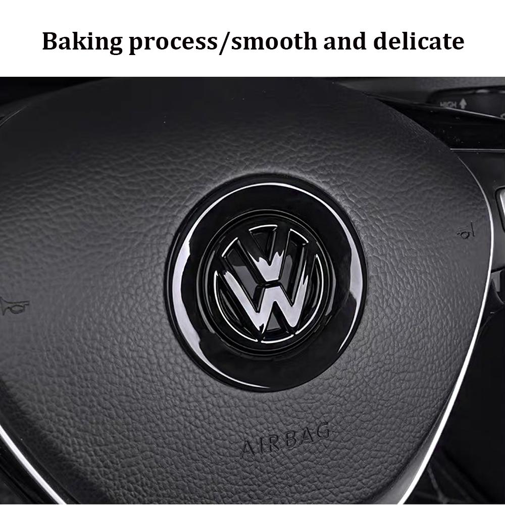 LIP1 Car Carbon fiber pattern Logo Steering Wheel Decoration Sticker Accessories For VW GTI Polo Golf 5 6 Passat Scirocco Beetle CC