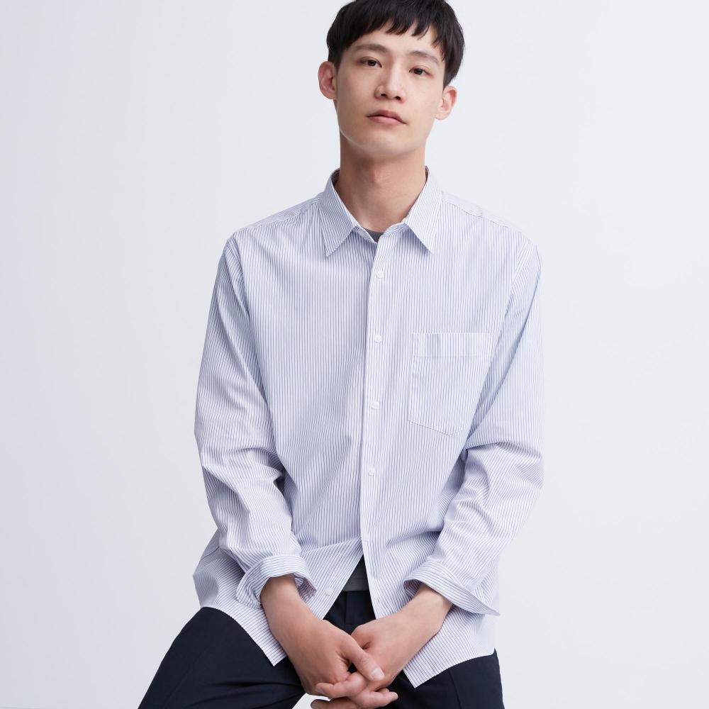 

Рубашка в широкую полоску из очень тонкого хлопка UNIQLO JAPAN с длинным рукавом