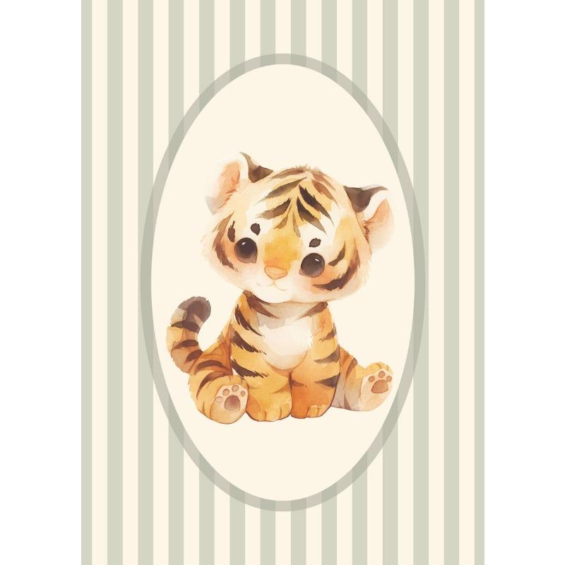 

Watercolor Animal Nursery Wall Art Cartoon Baby Lion Elephant Monkey Hot Air Balloon Modern Canvas Print for Kids Room Decor 21cm×30cm NoFrame