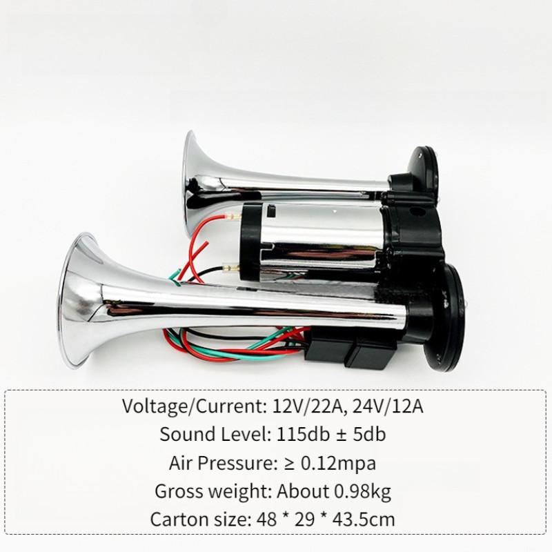Waterproof Integrated Electric Pump Horn 12V/24V Double Tube Electronic Control Air Horn Universal Truck Automotive Air Horn