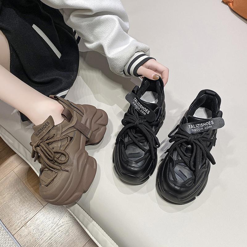 Mode 8CM Damen Chunky Sneakers 2024 Herbst Atmungsaktives Mesh Freizeitschuhe Keilabsätze Plateauschuhe Chaussures Femme Sports Dad Shoes