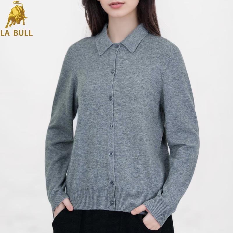 

LA BULL Women s Lapel Knit Cardigan XL