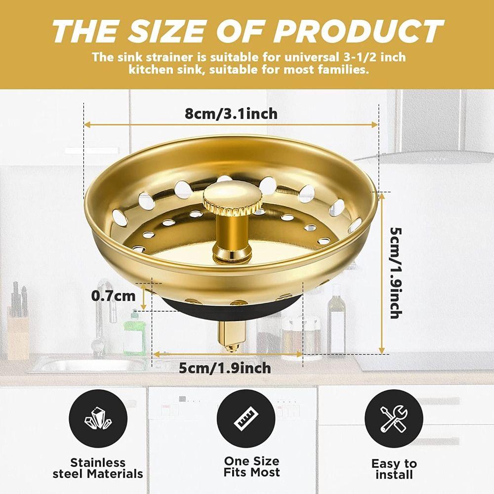 2 Pcs Advanced Sink Kitchen Strainer Filter Sink Stopper Stainless Steel