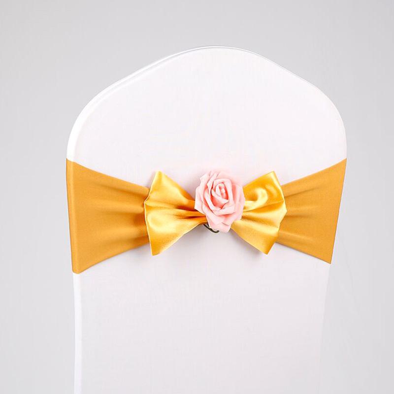 Stretch Spandex Chair Sash Band Bow Tie With Round Buckle Elastic Chair Bowknot Ties For Hotel Banquet Wedding Party Decoration