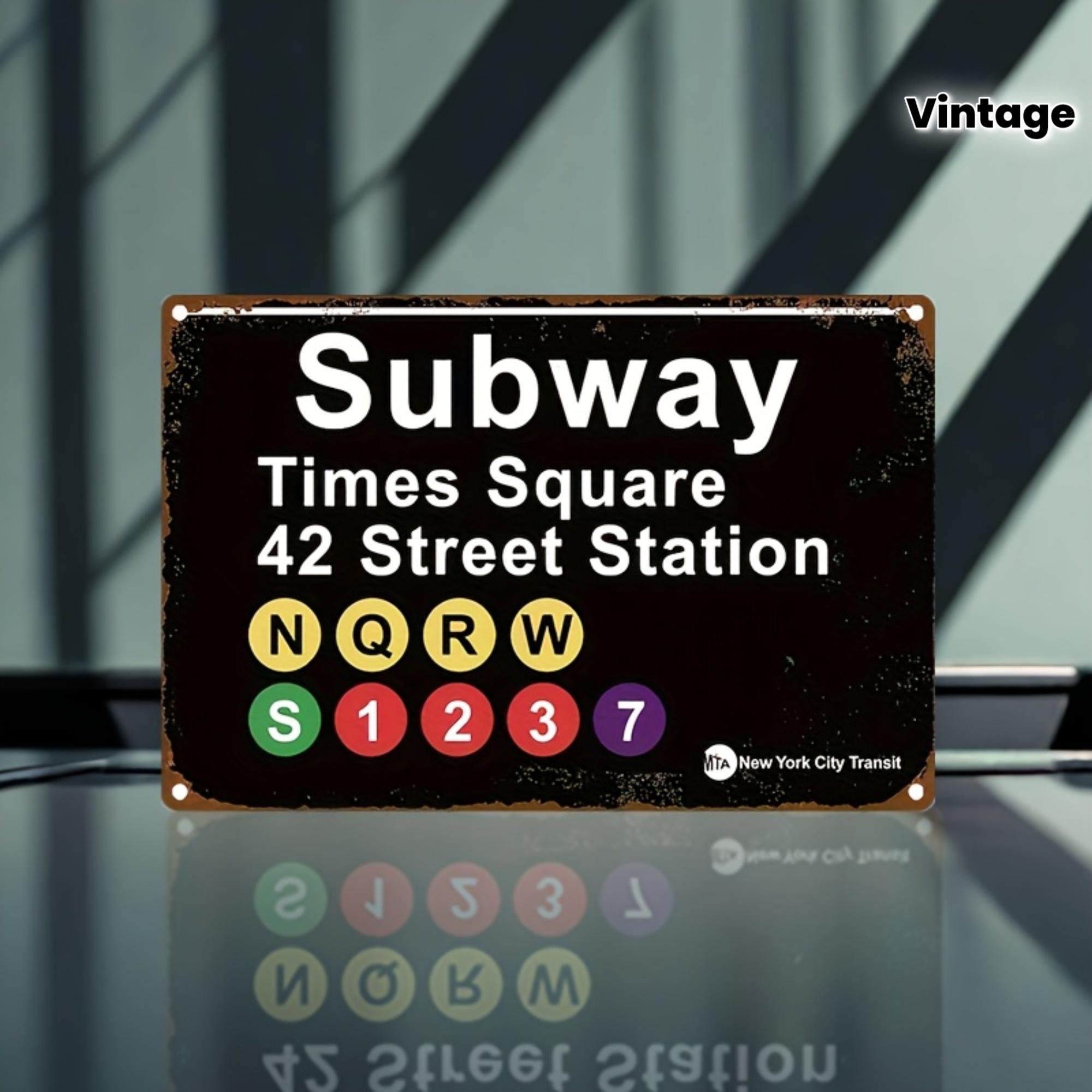 

Vintage New York City Subway Times Square Station Metal Tin Sign Wall Decor 20x30cm（7.8x11.8inch）