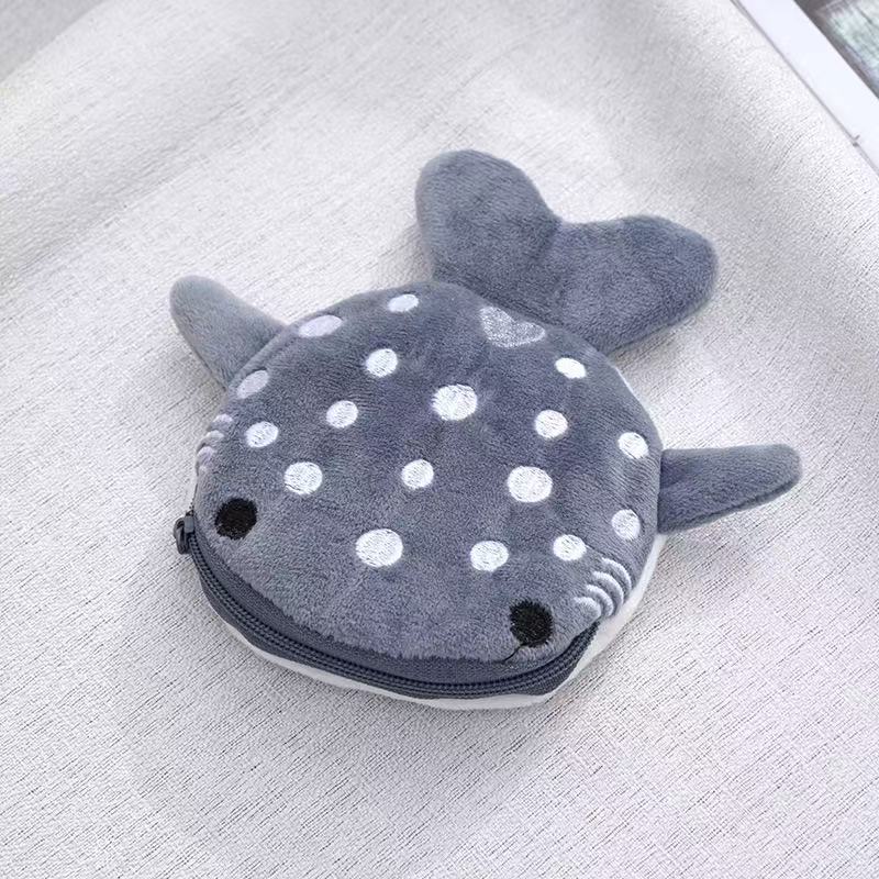 New Cartoon Shark Plush Coin Purse, Cute Pendant, Data Cable Bag, Zipper Bag