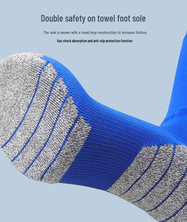 Professional Long Football Socks with Pocketed Shin Guards - Non-slip, Towel Bottom for Kids & Adults