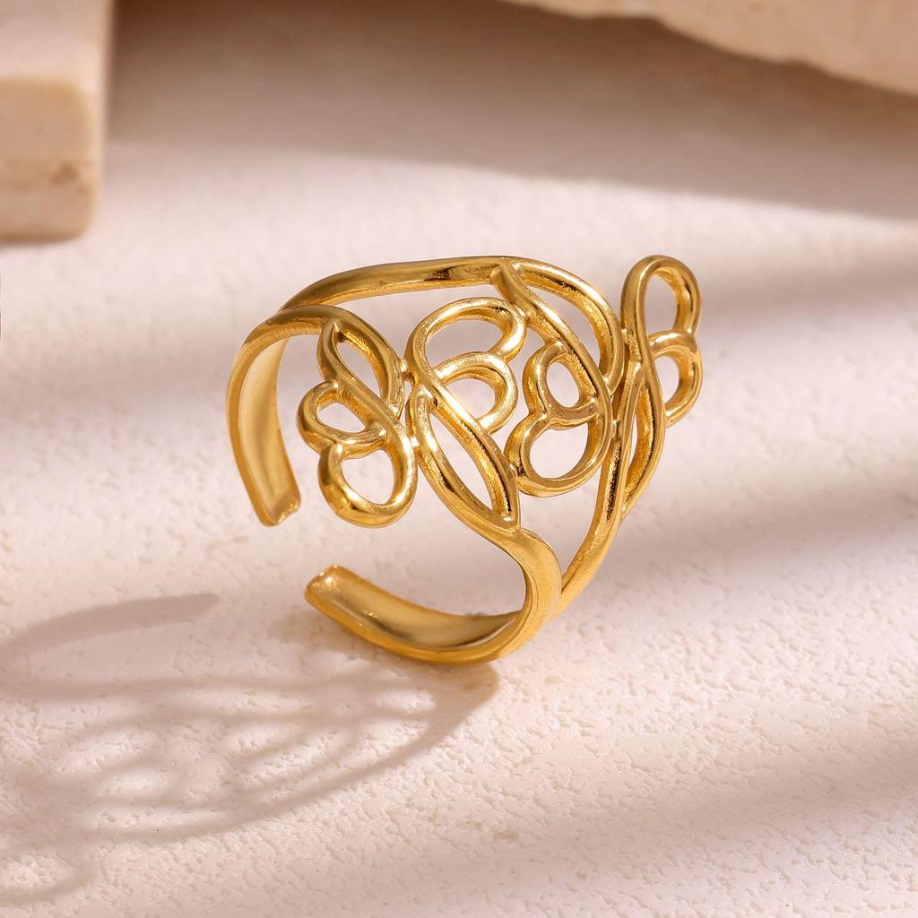 European & American Women's Stainless Steel Open Ring - Light Luxury, Titanium, Non-fading Fashion Style.