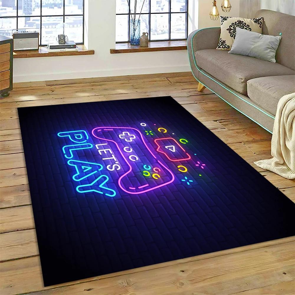3D Gamer Game Gamepad Cartoon Carpet Rug for Home Living Room Bedroom Sofa Doormat Decor,Child Play Area Rug Non-slip Floor Mat