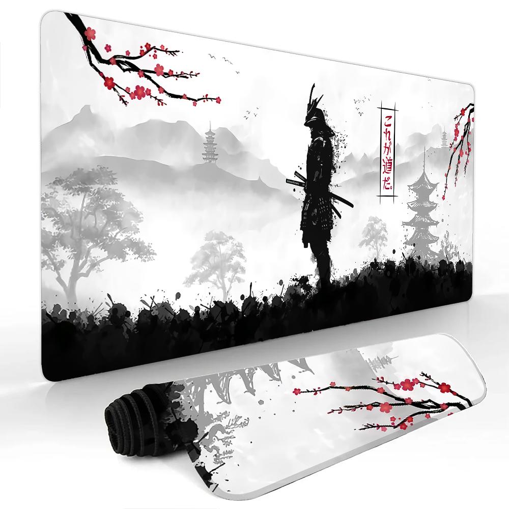 Samurai And The Red Sun Gaming Mouse Pad Nonslip Durable Desk Mat Pc Accessories Mousepads Katana Gaming Mats Tapis De Souris