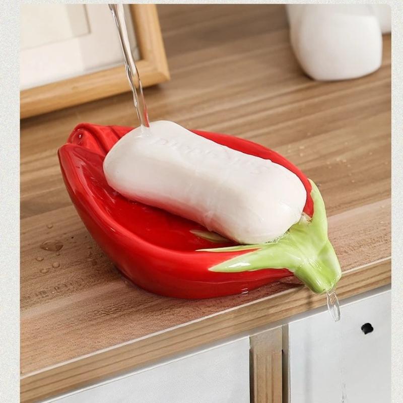 

Soap Box Rose Flower Ceramic Bathroom High-end Draining Soap Dish Suitable for Home Use