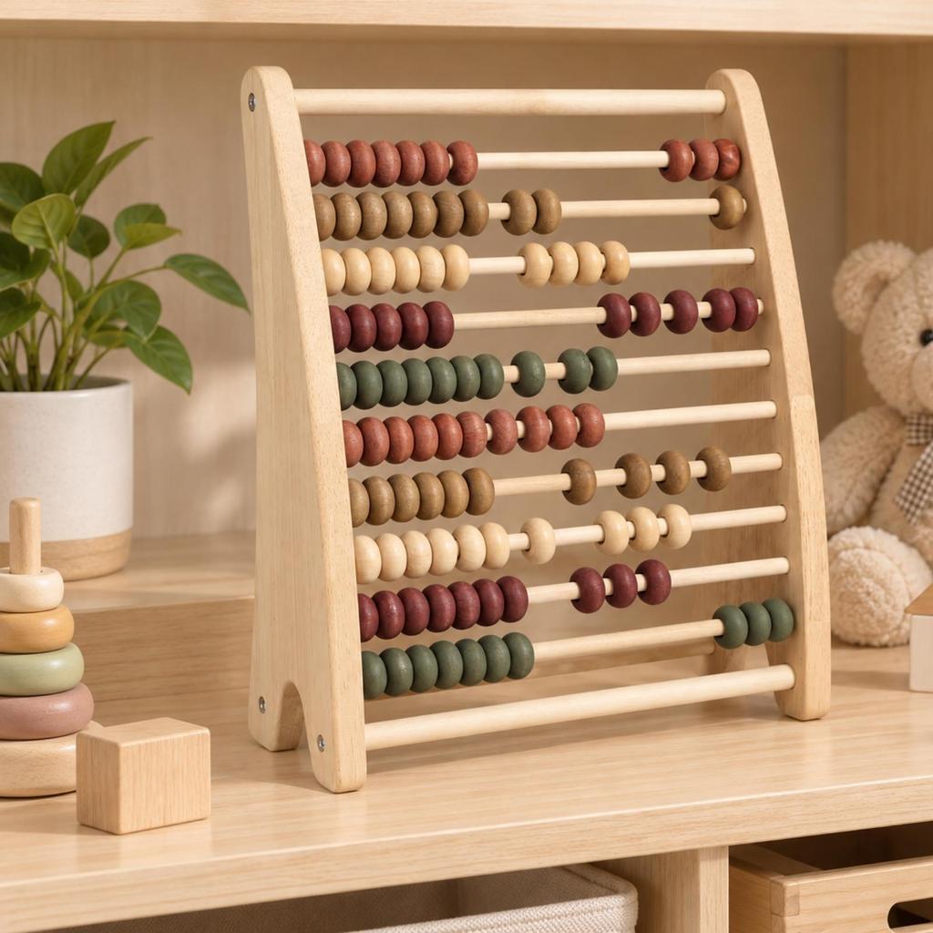 Freestanding Abacus with Wooden Beads Smooth Edges Sturdy RekenrekStyle Counting Tool