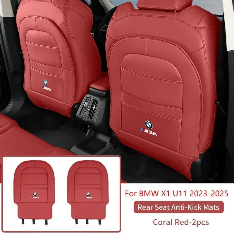 -2 KS Chránič opěradla autosedačky Pro BMW X1 U11 2024 2025 PU Podložka proti kopání do sedadla Úložná taška Podložka proti nečistotám Interiérové doplňky
