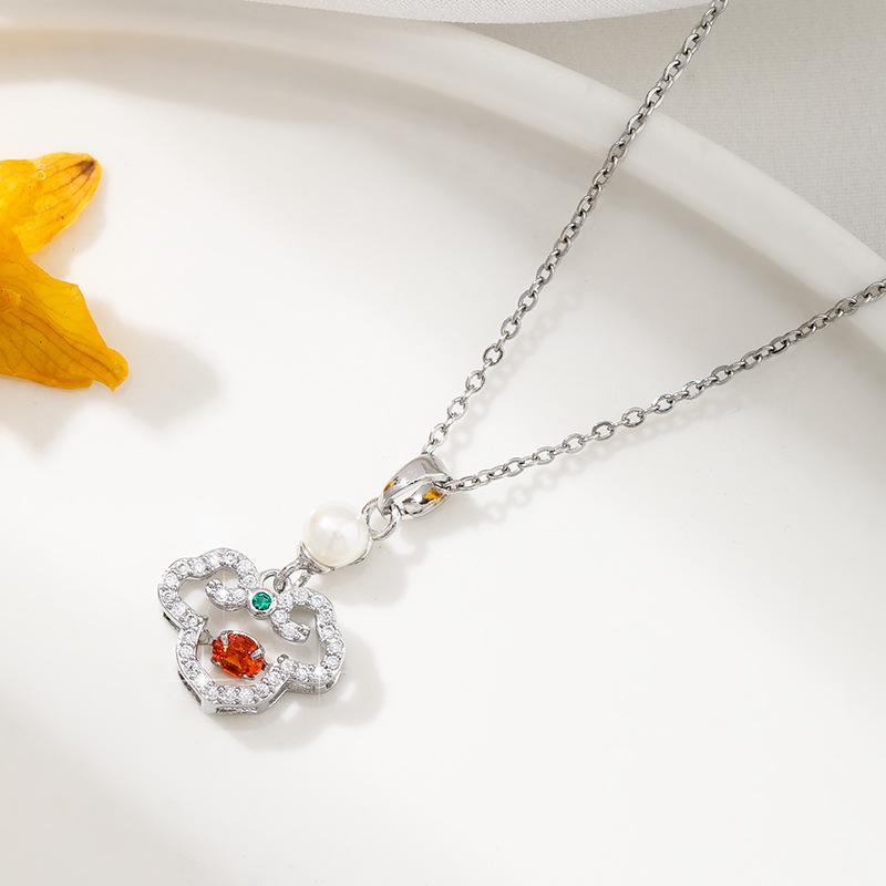 Ретро Облако Руйи Замок Ожерелье с Циркониевым Жемчугом - Изысканный Аксессуар для Светской Вечеринки