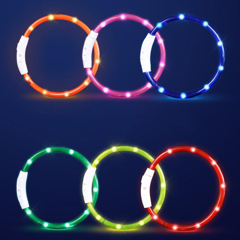 LED Luminous Collar USB Charging Luminous Three Flashing Modes Teddy Golden Retriever Bichon Pet Dog Luminous Collar
