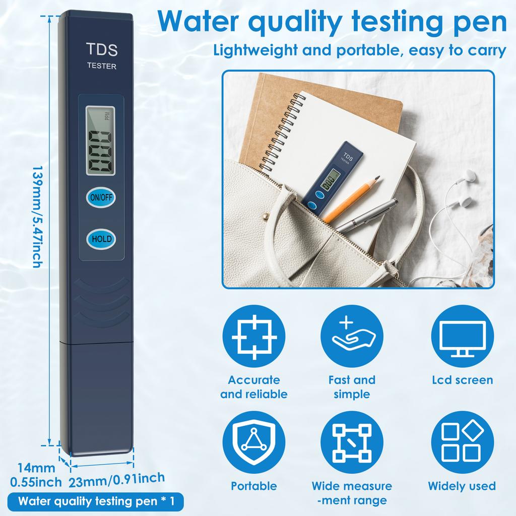 Drinking Water Tester TDS Meter Digital Water Tester Water Test Meter Portable Water Test Meter for Drinking Water, Aquariums