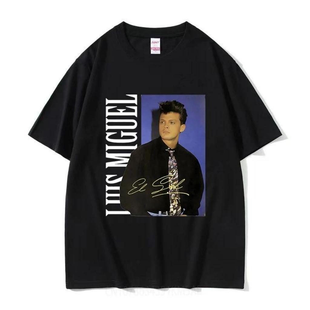Magliette grafiche del tour del cantante Luis Miguel, maglietta hip hop da uomo con scollo a V, maglietta oversize in cotone vintage anni '90, streetwear