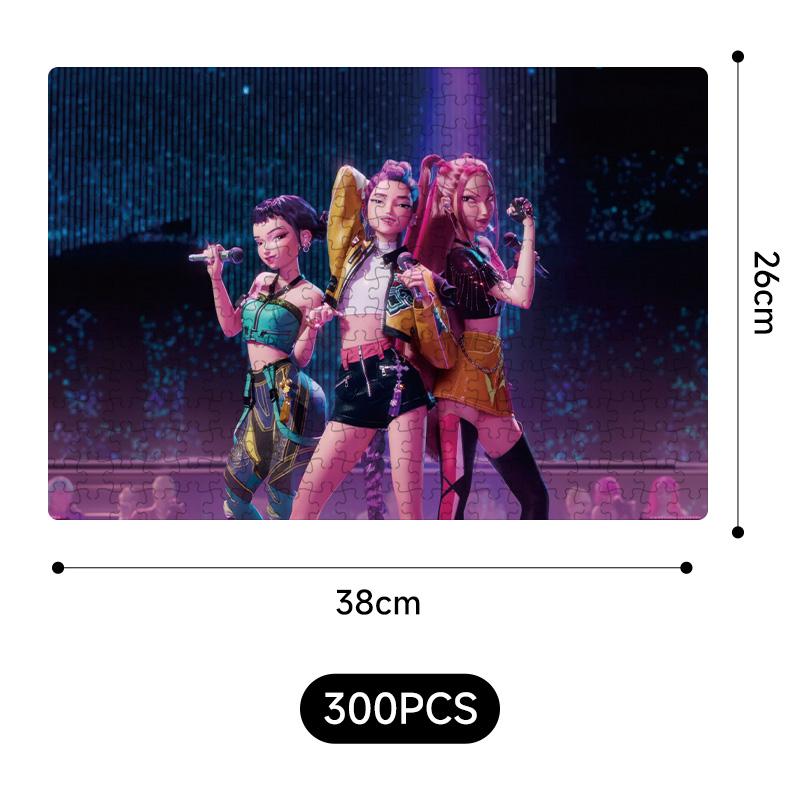 Yeni Kpop Şeytan Avcıları 38*26Cm 300 Parça Yapboz Oyuncakları Rumi Mira Zoey Huntrix Karakter Desenli Masa Oyunu Dekor Çocuk Hediye