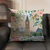 London Fashion Cushion Cover Natural Linen Organic Fabric Double-Sided Printing Sofa Home Decor Gift Pillow Case