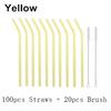 100Pcs Reusable Drinking Glass Straws 18cmx8 mm For Smoothies, Tea, Juice --10 Pack With 20Pcs Cleaning Brushs