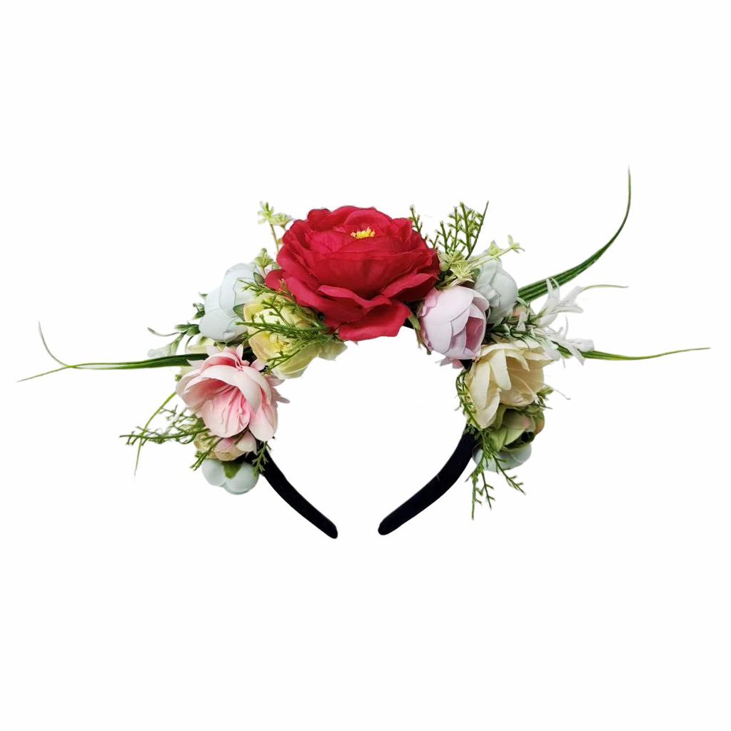 New creative simulation flower headband super fairy wedding party flower head buckle bride vacation photo headgear women
