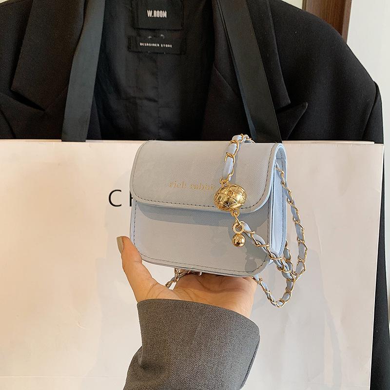 

Популярная в этом году модная корейская версия мини-сумки через плечо 2025 маленькая свежая в зарубежном стиле однотонная повседневная маленькая квадратная сумка женская синий