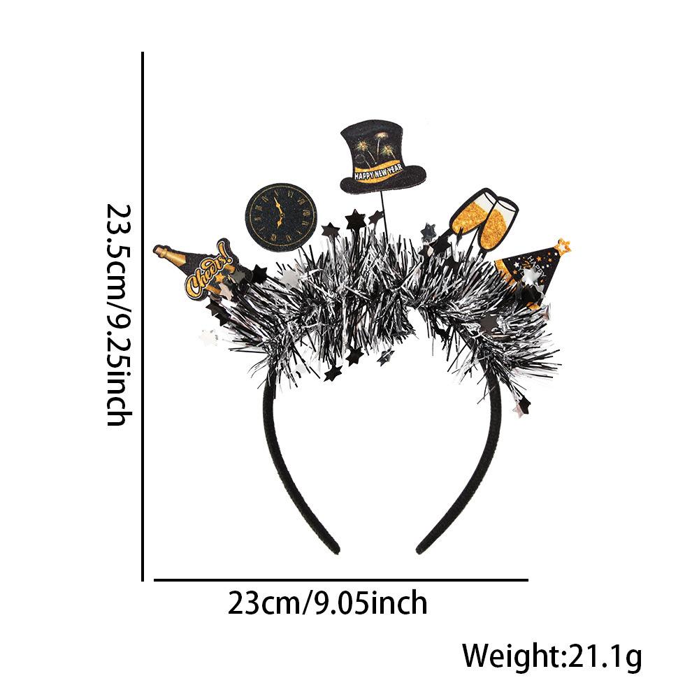 Black Gold Hair Band Decorative 2026 Celebration Headband New Year'S Eve Headband Comfortable Holidays Hair Accessory For New