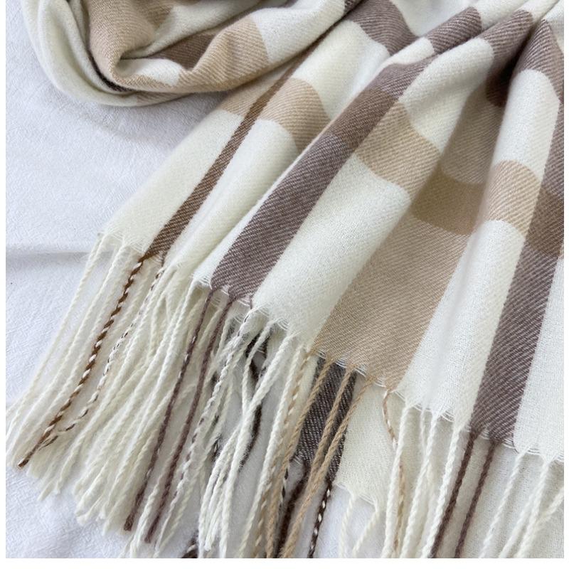 Scarf Women's Winter New Plaid Printing Tassel Imitation Cashmere Scarf Fashion Warm Shawl Scarf