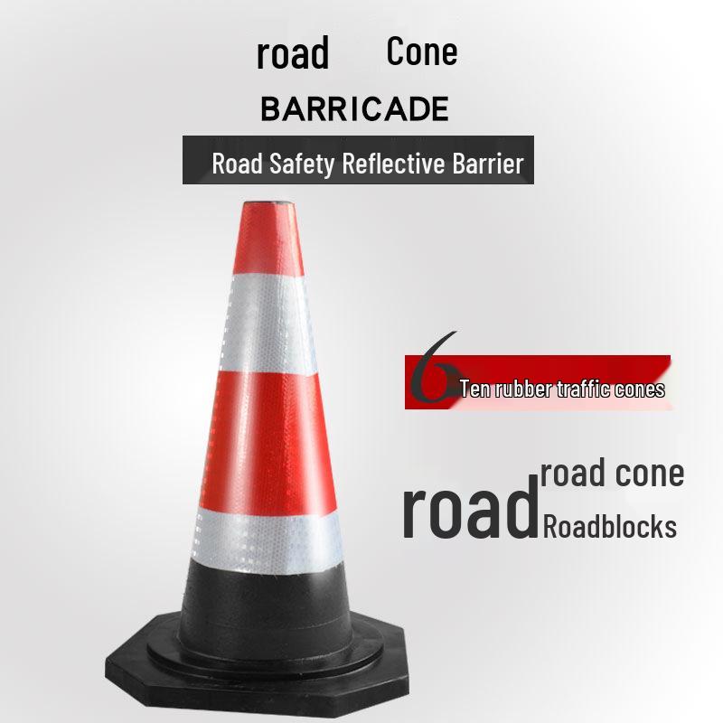 70cm Reflective Rubber Safety Cone - High-Speed Traffic Warning & Isolation Barrier