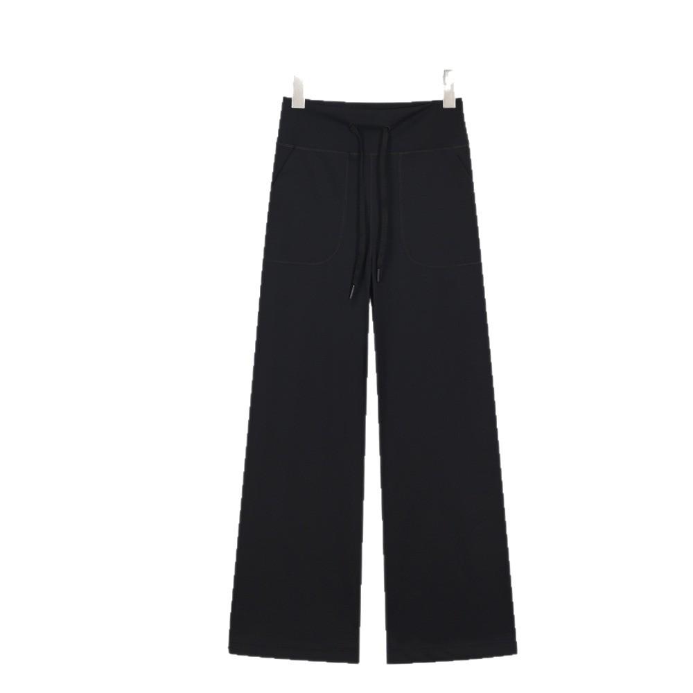 Lulu-Inspired High Waist Yoga Pants - Drawstring Straight Leg with Loose Drape for Casual Sports