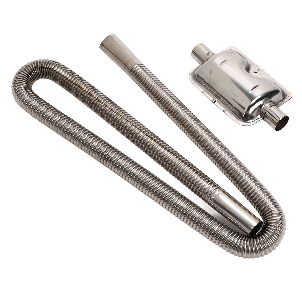 Parking   Heater Exhaust Pipe with Muffler Stainless Steel Fuel     Gas Vent Hose 2.5cm Inner Diameter