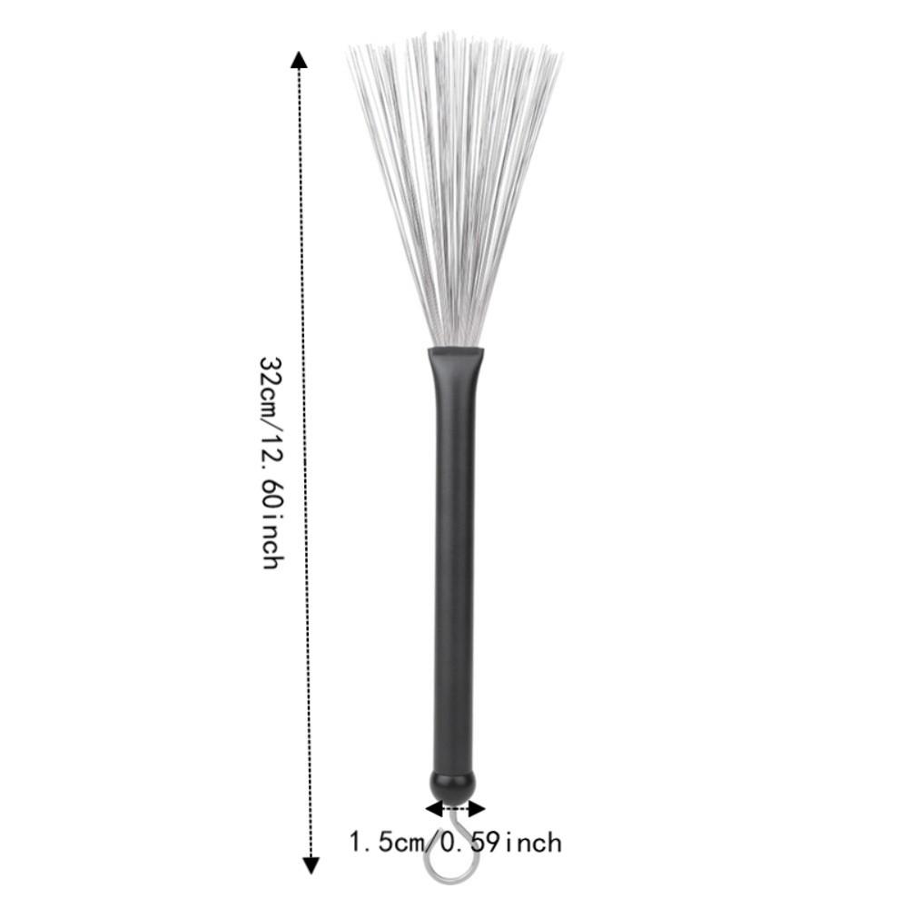 2PCS Plastic+Metal Drum Sticks Brush Black Steel Wire Stick Brush Drum Brushes  For Jazz Drum Set