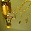 [Lacris] Cross Necklace, Domestic Manufacturer, Double Zirconia, 18K Gold Plated [Gold], Men's & Women's, 18K GP Cross Necklace