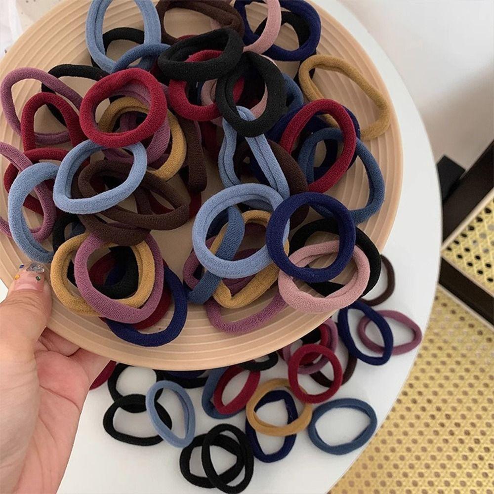 High Elasticity Ponytail Holders Basic Rubber Bands Nylon Elastic Hair Ties for Women and Girls