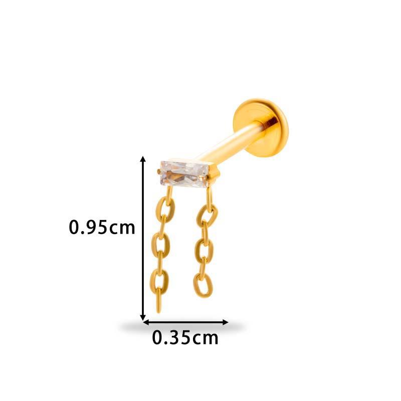 1 pièce G23 Titane Massif Filetage Interne Dos Plat Fleur CZ Clou de Tragus Cartilage Boucle d'Oreille Helix Rook Lobe Labret Bijou de Piercing
